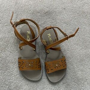 The Children's Place Tan Laser-Cut Ankle Strap Sandals